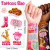 FANOST Pink Temporary Tattoos for Girls, 20 Sheets Princess Hot Pink Birthday Party Supplies Waterproof Tattoos Stickers for Kids Party Favors Easter Basket Halloween Disco Cosplay Party Decorations