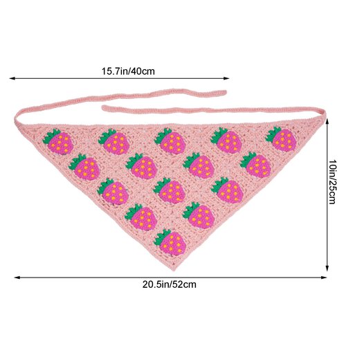 hoyuwak 3pcs Strawberry Crochet Head Scarf Bandanas Headbands Hair Scarf Head Coverings Hair Accessories for Women Girls Hair Styling Valentine's Day Holiday Decor