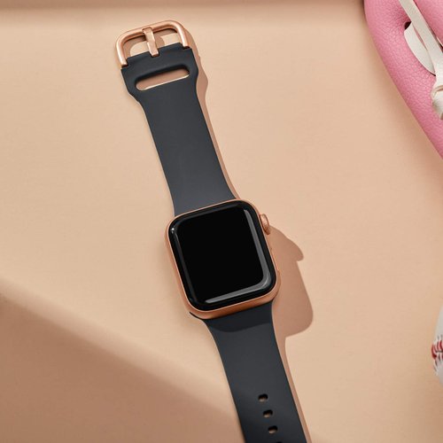 Sport Band Compatible with Apple Watch Bands 49mm 46mm 45mm 44mm 42mm, Soft Silicone Wristbands Strap with Classic Clasp for iWatch Series 10 9 SE 8 7 6 5 4 3 2 1 Ultra for Women Men, Deep Grey