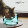 Felli Pet Oblik Anti Whisker Fatigue Cat Food Bowl Stainless Steel Shallow Dish for Cat Dog, Anti Vomiting Angled Slanted Metal Feeder, Elevated Acrylic Base for Storage (0.5Cup, Classic)
