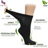 Hugh Ugoli Women's Bamboo Loose Fit Diabetic Crew Socks, Seamless Toe & Non-Binding Top for Swollen Feet, Soft, Extra Wide and Stretchy, 3 Pairs, White, Shoe Size: 10-12