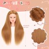 Mannequin Head with Human Hair 80% Real Hair 26-28'' Cosmetology Mannequin Head for Styling Practice on Braiding Manikin Head with Clamp Stand and Tools (Blond)