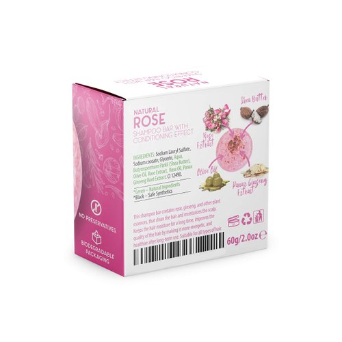 BAMBOEARTH Solid Shampoo Bar And Conditioner Effect Hair Soap – 100% Organic Shampoo Bars For Hair With All Natural Plant Based Essential Oils And Zero Waste Biodegradable Packaging (Rose)