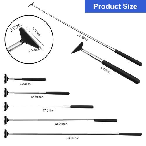 (3-Pack) Black Telescopic Back Scratcher, ELASO Portable Extendable Stainless Steel Back Scratchers for Men Women with Beautiful Carry Bag
