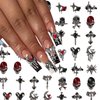32 PCS Halloween Nails Charms 3D Alloy Spider Skull Nail Art Supplies for Acrylic Nails Dark Black Cross Moon Nail Gems and Charms Nail Jewelry for Women Halloween DIY Nail Art Decoration Accessories