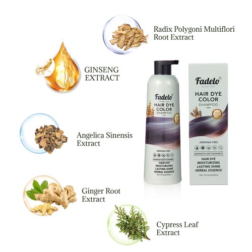 Fadelo Hair Dye Shampoo 3 in 1 for Grey Hair,Semi-Permanent 100% Coverage for Women and Men,Herbal Ingredients and Natural Plant (Chestnut Brown, 10.14)