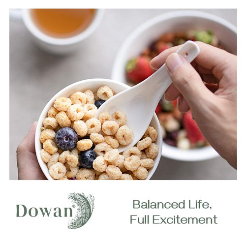 DOWAN 5.3" Asian Soup Spoons Set of 12 - White Ceramic Dessert Spoons- Perfect for Pho, Miso, Wonton, Ramen, Dumpling, Macaron - Dishwasher & Oven Safe