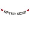 ABCpartyland Black Glitter Happy 85th Birthday Banner,85th Birthday Party Decorations Supplies, Pre-Strung,Letters Black,HAPPY 85TH BIRTHDAY