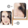 YEAKE Vanity Makeup Mirror with Natural Bamboo Stand,8 Inch 1X/3X Magnification Double Sided 360 Degree Swivel Magnifying Mirror,Portable Table Desk Countertop Mirror Bathroom Shaving Make Up Mirror