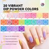 SAVILAND Dip Powder Nail Kit Starter: 20 Colors Clear Pink Rainbow Dipping Powder Set Castor Oil VE Dip Powder Liquid Set with Dip Base & Top Activator Brush Saver French Nail Art Manicure DIY Home