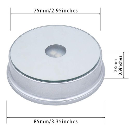 PHOSOK LED Silver Display Base- Crystal Glass Art Statue Merchandise Display Stand- White Light Display Stand Powered by 3 AAA Batteries （Pack of 2）