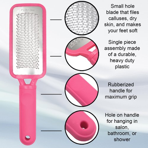 PrettyClaw | Foot File Callus Remover for Feet Care Pedicure Professional Foot File Filing Rasp Scrubber Tool Removes Dead Skin Salon and Spa Quality Pink