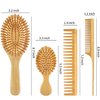 EKONAER 4 PCS Bamboo Hair Brush Set With Natural Wooden Wide-tooth and Tail Comb Big and Mini Paddle Detangling Hairbrush for Women men kids and Baby Thick Thin Curly Straight Dry