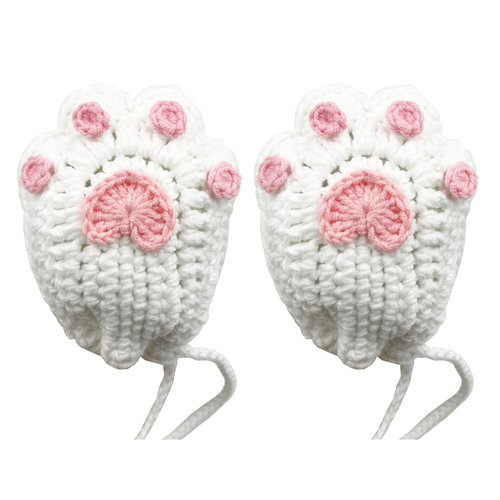 Gifts for Cat Mom,Handmade Crocheted Finished Cat Claw Paw Soap Bags, Natural Cotton Soap Savers for Bar Soap, Foaming and Drying The Soap (brown) (White and Pink Paw)