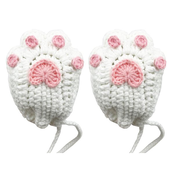 Gifts for Cat Mom,Handmade Crocheted Finished Cat Claw Paw Soap Bags, Natural Cotton Soap Savers for Bar Soap, Foaming and Drying The Soap (brown) (White and Pink Paw)