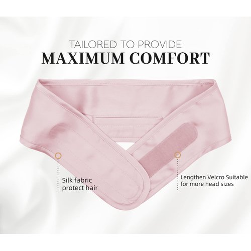 FANTASTIC HOUSE Silk Spa Headbands for Washing Face, 100% Mulberry Silk Scarf for Hair Wrapping, Adjustable Ponytail Face Wash Headbands for Women and Girls for Sleep, Makeup, Sport