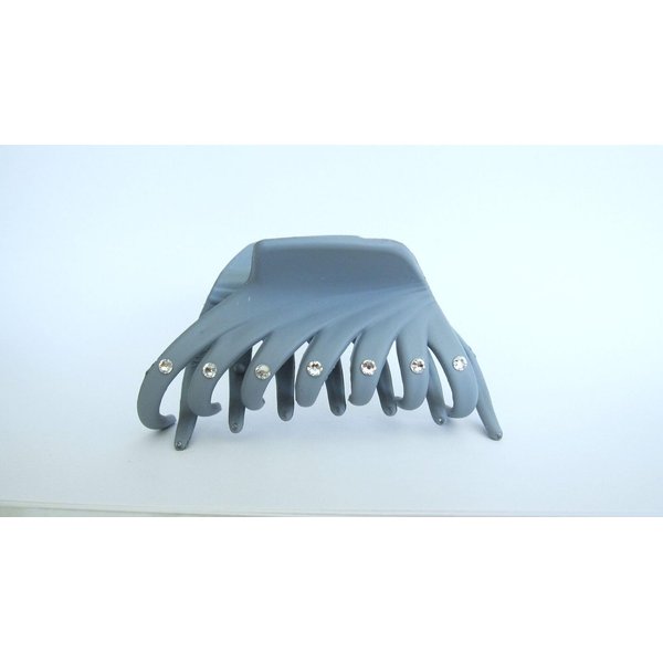 Generic Gray hair claw clip with crystals for fine thin hair (Crystal choice: With crystals), 1 Count (Pack of 1)