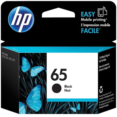 HP 65 Black Ink Cartridge | Works with HP AMP 100 Series, HP DeskJet 2600, 3700 Series, HP ENVY 5000 Series | Eligible for Instant Ink | N9K02AN