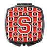 Caroline's Treasures CJ1067-SSCM Letter S Football Scarlet and Grey Compact Mirror Decorative Travel Makeup Mirror for Women Girls Gifts Pocket Makeup Mirror Folding Handheld