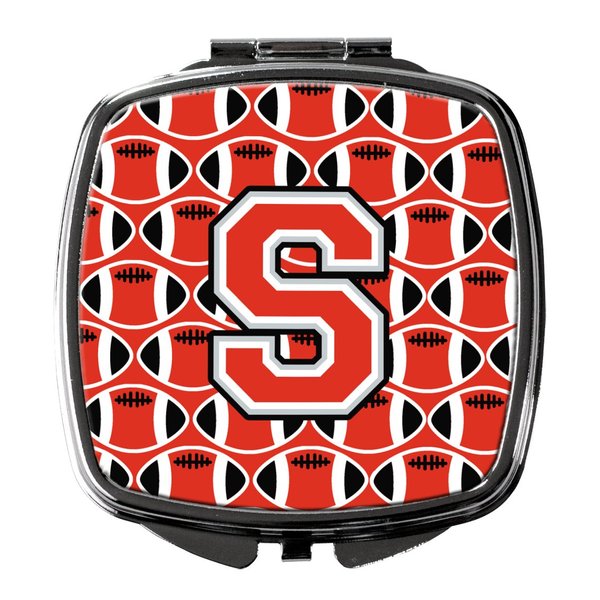 Caroline's Treasures CJ1067-SSCM Letter S Football Scarlet and Grey Compact Mirror Decorative Travel Makeup Mirror for Women Girls Gifts Pocket Makeup Mirror Folding Handheld