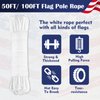 Anglekai 50FT/ 100FT Flag Pole Rope Line Kit, 5/16 in Flag Rope and Clips Kit Replacement with 4PCS Swivel Flag Pole Hook Clips/Cleat Hook (50FT)