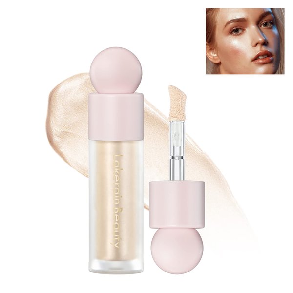 Liquid Face Highlighter Makeup, Multifunctional Liquid Luminizer Contour Stick, Natural Sparkly Glitter Body Shimmer Liquid Bronzer, Luminous Lotion Soft Light for Cheek Eyes Lips, Christmas Gift-01#