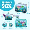 JOYIN Mermaid Tea Party Set for Little Girls, Pretend Tin Teapot Set, Princess Tea Time Play Kitchen Toy with Cups, Plates and Carrying Case for Birthday Easter Gifts Kids Toddlers Age 3 4 5 6