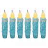 CVHOMEDECO. Real Wax Hand Dipped Battery Operated LED Timer Taper Candles Rustic Primitive Flameless Lights Decor, 4-3/4 Inch, Teal, 6 PCS in a Package