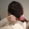 Xiwstar 2Pcs Fashion Rhinestone Flower Hair Scrunchies Beaded Bracelet Hair Ties Bands for Women Girls Ponytail Holder