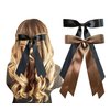 2PCS Silky Satin Ribbon Bow Hair Clips for Women Bowknot Hair Ponytail Holder Accessories for Women Girls Toddlers Teens Kids Party Wedding Prom Daily Outfits (Black+Brown)