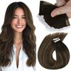 Sunny Hair Tape in Human Hair Extensions Brown Ombre Hair Tape ins Extensions Dark Brown Ombre Medium Brown Balayage Tape in Hair Extensions Real Human Hair Brown for Women 10pcs 18inch