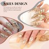 3220Pcs Champagne Gold Glass Nail Rhinestones 120Pcs Multi Shapes Flatback Gems Crystal+3100Pcs 1.5-4mm Round Beads, Manicure Diomand Jewelry Gemstones for Nail Design Makeup Acrylic Nails Decoration