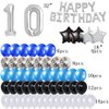 Risehy 10th birthday Decorations Birthday Party Supplies Set- Foil Happy Birthday Banner Foil Balloons Number 10 and Star Shape Balloons 47 pcs Latex balloons Silvery and Blue