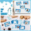 Blueweenly 24 Packs Winter Picture Frame Craft Kit DIY Winter Photo Frames Bulk Snowflake Snowman Christmas Frosted Window Pane Magnet Frame Art Crafts for Party Favor Decor Home Activity