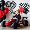Eoopoon Race Car Balloons Party Decorations,42 Inch Black and White Checkered Number Balloon 4, 4th Race Car Birthday Party Supplies, Race Car Balloon Theme Party Decor Supplies 7Pcs(Checkered set 4)