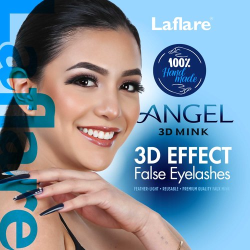 Laflare Laflare® 3D MINK ANGEL Eyelashes,10 Single Packs Luxury Synthetic False Eyelashes,16mm Dramatic Look Maximum Volume. Flare shape, Reusable Faux Lashes (AM08X10P, 10, Count)