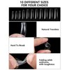 Yokilly Clear Coffin Nails Tips, 550PCS Long C Curved Nail Tips for Acrylic Nails Professional, Half Cover Square Soft Gel Fake Nail Tips for Dip Powder Nail Salons and DIY Nail Art