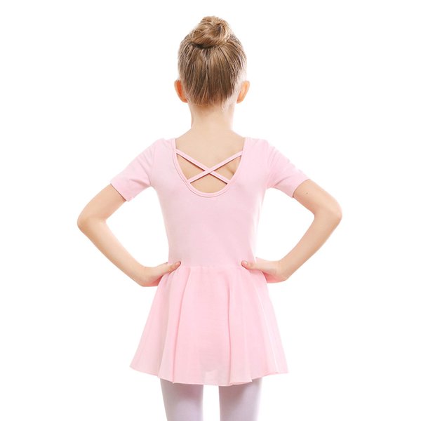 Stelle Ballet Leotards for Girls Dance Leotard with Skirt Toddler Dance Outfits Criss-Cross Back (Pink,4T)