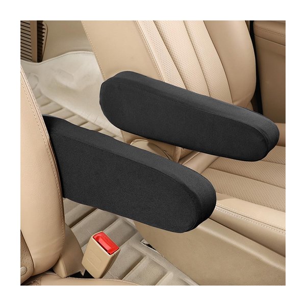 BELOMI 2 PCS Automobile Front Seat Armrest Covers, Car Seat Armrest Handle Cover Decoration Trim, Vehicles Center Console Lid Armrest Cover Skin Direct Replacement, Fit Truck SUV Sedan Van (Black)