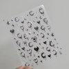 POWPOP Silver Melted Heart Moon Stars 5D Acrylic Nail Art Stickers, B, Retro Design for Women