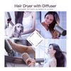 PRETFY Portable Hair Dryer, 1875W Professional Ionic Hair Blow Dryer with Diffuser, Lightweight Design, Fast Drying, Low Noise, Foldable Small Hair Dryer for Home, Travel, Salon (Gray)