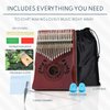 UNOKKI Kalimba 17 Key Thumb Piano | Premium, Lightweight & Durable Mahogany Mbira - Cherry Finish | Reduce Stress & Promote Well-Being | Tuning Hammer, Velvet Bag & More | Great Gift for Kids & Adults