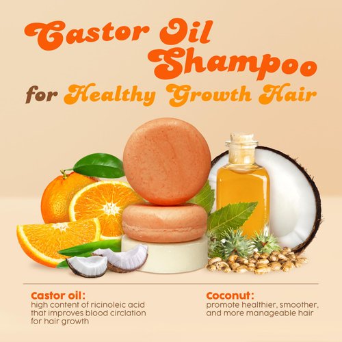 Castor Oil Shampoo and Conditioner Bar Set 3 - Natural Solid Shampoo Soap Bars Set for Women with Straight, Curly Hair for Thinning, Thickening