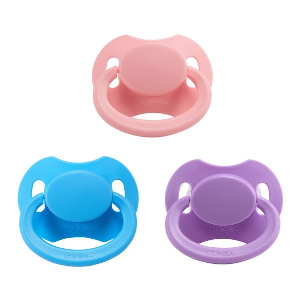 LittleForBig Bigshield Generation-II Big Sized Pacifier 3 Paci Pack - Pink, Blue, Lavender