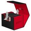 Ultimate Guard Sidewinder Synergy 100+, Deck Box for 100 Double-Sleeved TCG Cards, Black/Red, Magnetic Closure & Microfiber Inner Lining