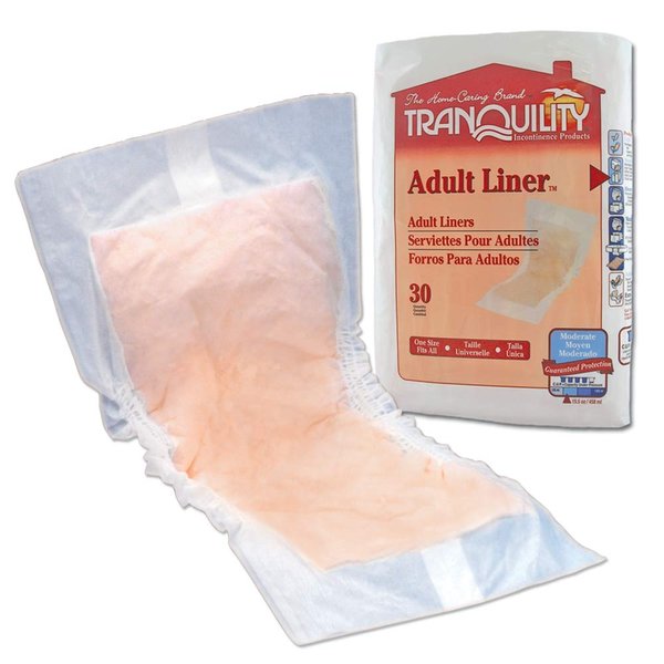 Tranquility Adult Incontinence Liners, 9 x 24 Inch, Moderate Absorbency with Super Absorbent Core, Disposable, 30 ct