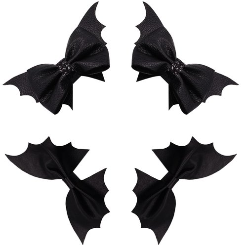 Neknock Bat Hair Bow Clips for Girls Women, 4pcs Halloween Bat Wings Gothic Cosplay Costume Hair Accessories for Halloween Party Decorations