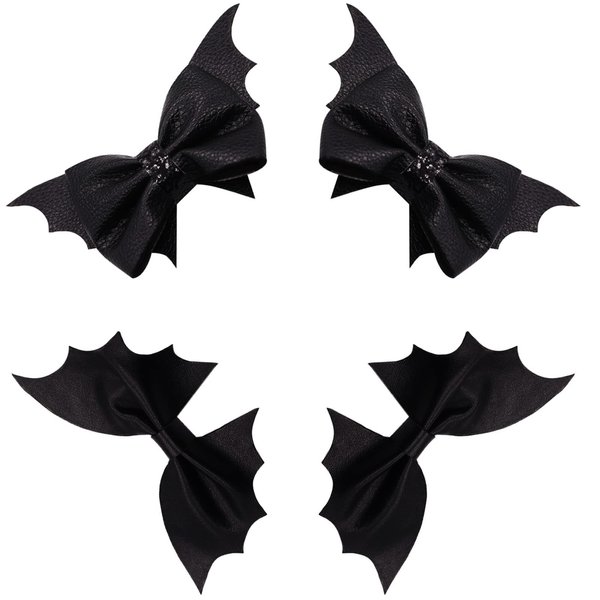 Neknock Bat Hair Bow Clips for Girls Women, 4pcs Halloween Bat Wings Gothic Cosplay Costume Hair Accessories for Halloween Party Decorations