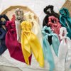 Yellow Women Girl Bow Satin Ribbon Ponytail Scarf Hair Tie Rope Scrunchies Elastic Band Hair Scrunchies Bands Hair Elastics and Ties