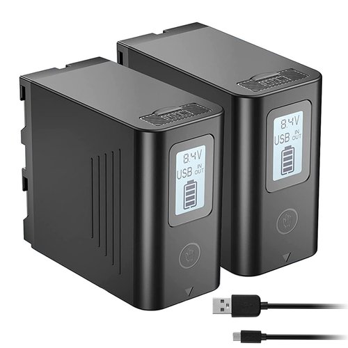 JYJZPB 2 Pack NP-F970 Battery Compatible for Sony NPF970 NP-F960 NP-F950 NP-F930 NP-F550 NP-F530 NP-F570 and Sony Handycams, Upgraded NP F970 Battery with USB Output LCD Display 8800mAh